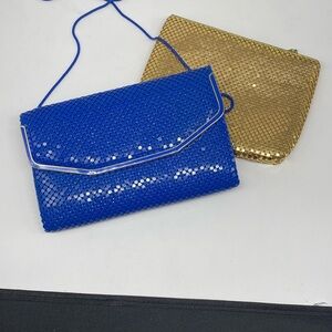 Blue and Gold Mesh Clutch Bag Set